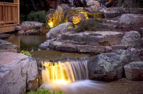 LED Pond Lighting & Landscape Lighting Services In Rochester NY By Acorn Ponds & Waterfalls. LED Underwater Lighting Image