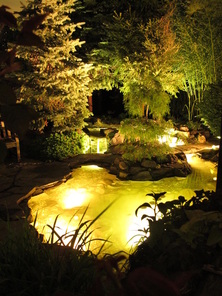 Underwater pond & water feature lighting installation in Rochester New York (NY) By Acorn Ponds & Waterfalls.