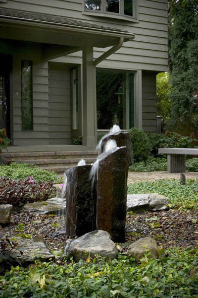 Bubbling Rock Water Feature Ideas For Front Door Gardens In Rochester (NY) New York Near Me