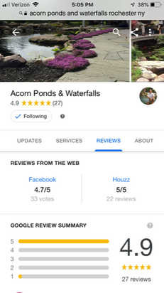 Pond Contractor Rochester NY Google Reviews - Acorn Ponds & Waterfalls